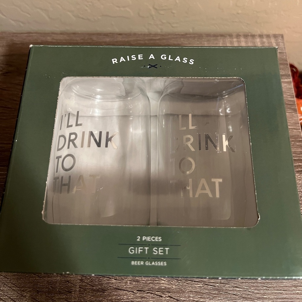 Target Bullseye I’ll Drink to That Bar Beer Glass Soda Gift Set NIB
